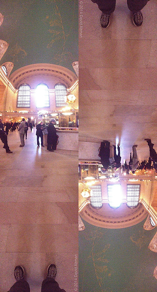 Panoramic photo of Grand Central Terminal from floor to ceiling.
